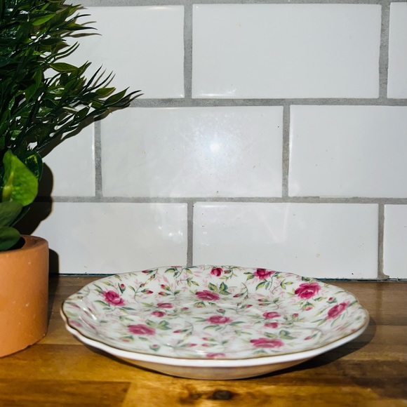Vintage LEFTON CHINA Rose Chintz Saucer, 6” - Picture 4 of 4